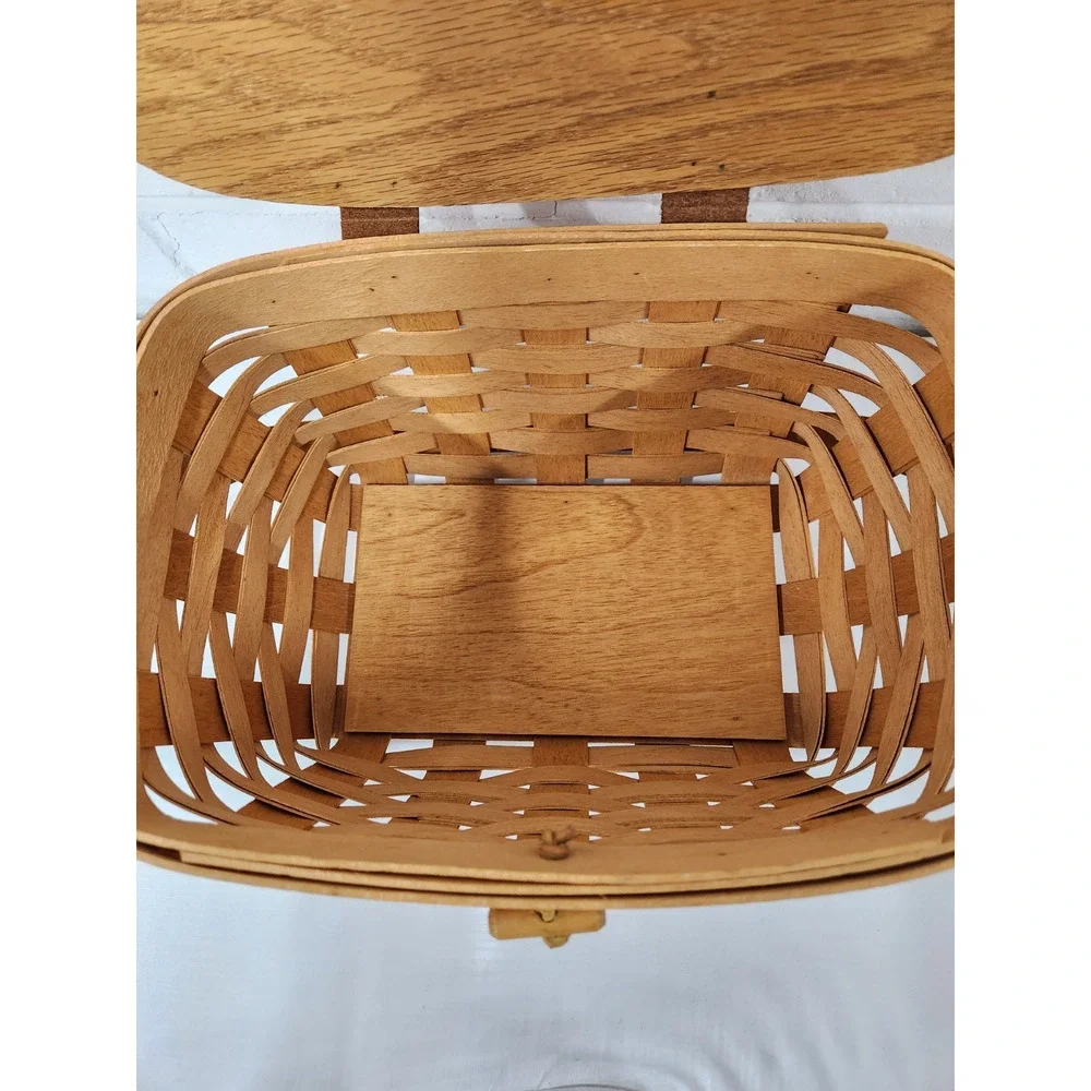 Vintage Longaberger Handwoven Single Handle Small Picnic Basket, Signed 1996